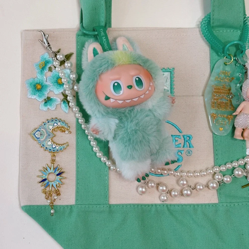 Trader Joe's Green Mini Tote Bag Custom with Labubu - Picture 4 of 5